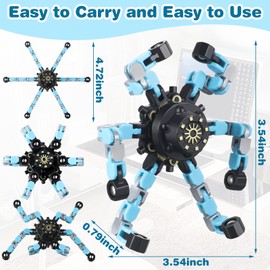 Zhanmai 64 Pack Funny Sensory Fidget Toys, Transformable Fidget Spinners Deformable Chain DIY Robot Spinner Sensory Toy, Stress Relief Fingertip Gyro Toy for Kid Adults Birthday Party Favors