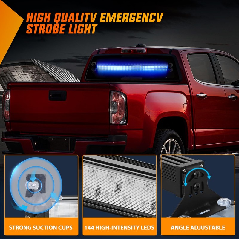 Nilight 144LED Traffic Advisor Strobe Light Bar with Controller Blue