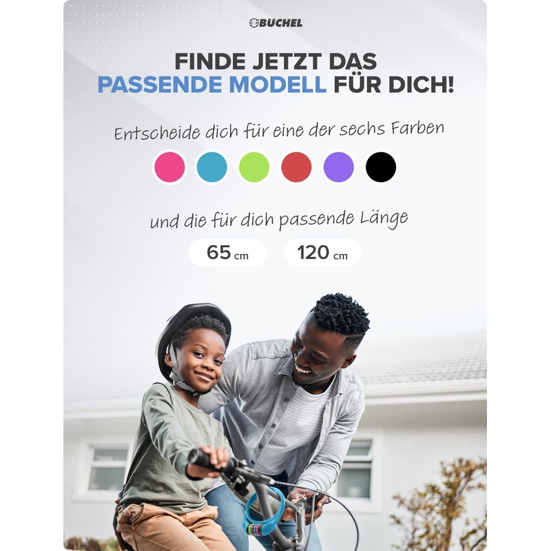 Büchel Bike Locks Cable for Kids - Colorful & Keyless