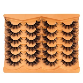 Cat Eye Lashes NINGLASH Wispy Lashes False Eyelashes Natural Look Fake Eyelash Pack Faux 3D Mink Lashes Strips 12 Pairs