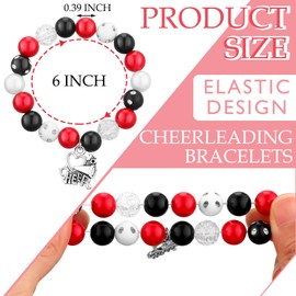 Quelay 12 Pcs Cheer Bracelet Cheerleader Gifts Cheerleading Charm Bracelet Bulk Cheer Jewelry for Cheerleaders Cheer Coaches or Team(Red)
