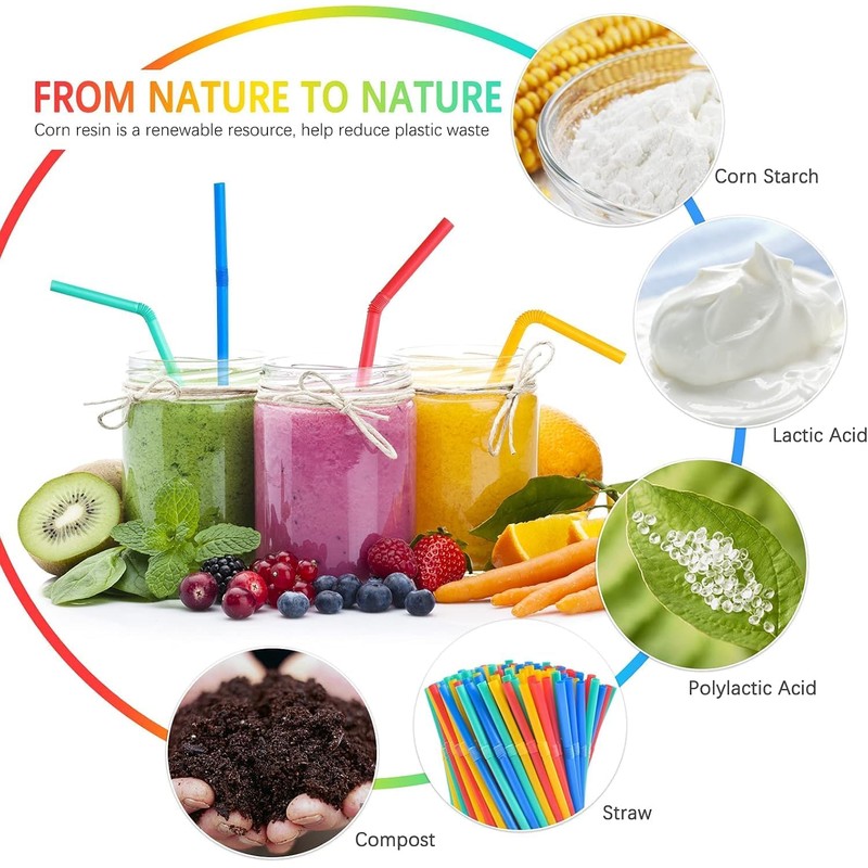 99 Pcs Plant-Based Reusable Straws with Cleaning Brush –Drinking Straws