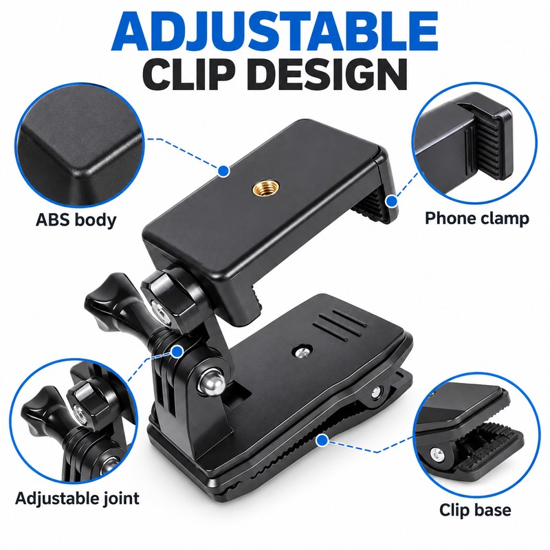Backpack Strap Phone Holder for Hands-Free Recording – Adjustable Clip