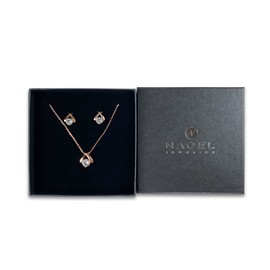 Nagel Jewellery Silver Necklace with Pendant, Stud Earrings Infinite Grace, 925 Sterling Silver, White Gold or Rose Gold Plated with Brilliant Cut Cubic Zirconia, Single and as a Set, Sterling Silver,