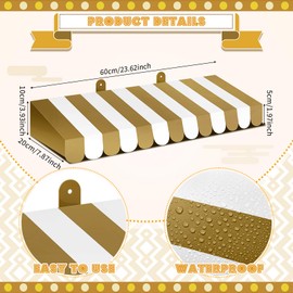 Boao 4 Pack Circus Awning Decoration 3D Awning Wall Decorations Carnival Tent Mardi Gras Circus Theme Party Decorations Carnival Stand Decor for Carnival Party Favors (Gold and White)