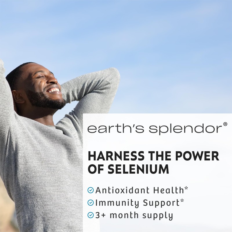 Earth's Splendor Selenium 200 mcg Supplement for Men & Women,