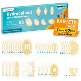 60ct Blister Plasters for Feet Waterproof Hydrocolloid Plasters Blister Cushions Bandages for Heels Toes Gel Blister Pads for Prevention Variety Pack
