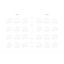 Filofax Calendar Diary Refill, A5 Size, Week-to-View, Minimal Diary Pack, White Paper, Multilingual: Five Languages, 2025 (C68590-25)