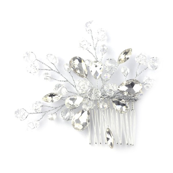 Flower Blossom Crystal Bead Hair Comb for Women