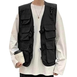 [$ole only] Sole Only, Thin, Easy to Use, Fishing Vest, M, L, XL, XXL, Photographer Vest, Multi-functional, Many Pockets, Cargo Vest, Spring, Summer, Autumn, Military Outdoors, Stylish, Unisex, Men's,