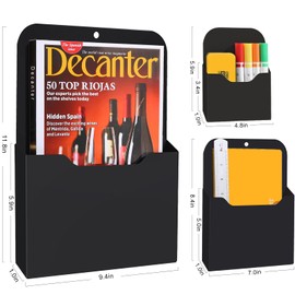 Magnetic File Holder, 3 Pack Magnetic Paper Holder for Refrigerator, File Cabinets and Fridge, Magnetic Pocket Wall Hanging File Organizer, Magnetic File Folder Case for Mail Letter Notebook Planners