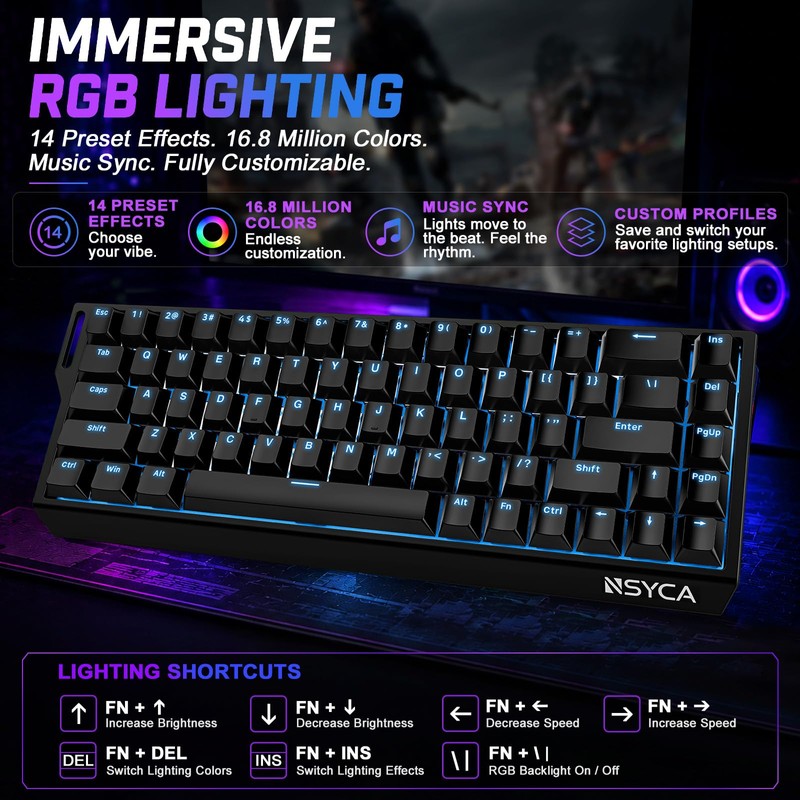 NSYCA WIN68 HE Hall Effect Keyboard, Rapid Trigger Magnetic Gaming