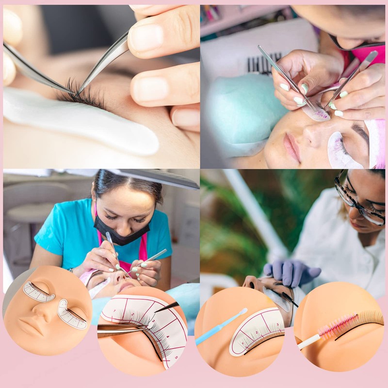 Eyelash Extension Kit with Mannequin Head Practice Lashes Exercise Set