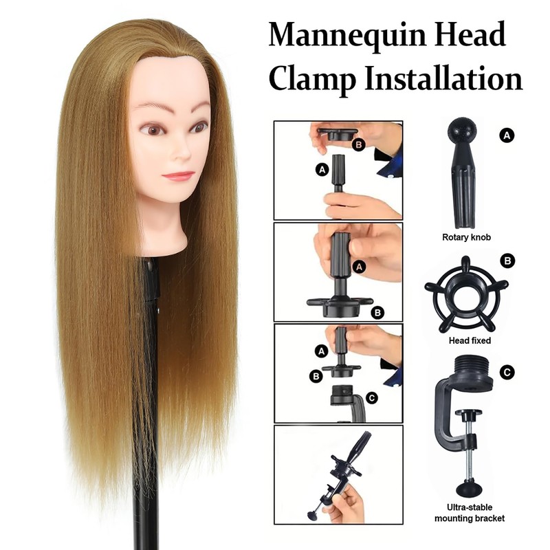 26" Mannequin Head High Temperature Resistant Hair Professional Hairdressing Training