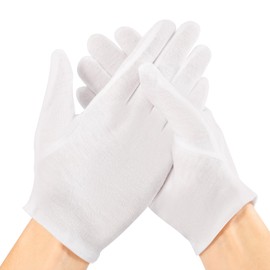 AIRSEE 2 Pairs White Cotton Gloves, Overnight Moisturizing SPA for Dry Hands and Eczema, Washable with Laundry Bag, Work Glove, Stretchy Fit for Men and Women, Regular S