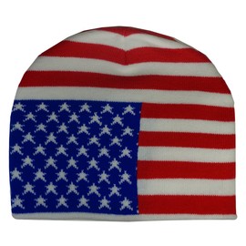 Bullz United State of America (USA) Flag Stars Stripes Beanie Cap Winter Hat Beanie Red