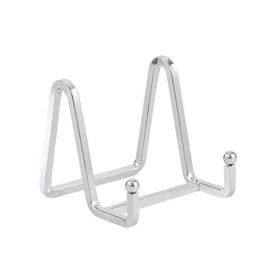 Plate Holder Easel Display Stand - 3 inch Metal Plate Stands for Display - Tabletop Picture Stand - Silver Iron Easels for Display Pictures | Photo Frames | Book | Decorative Plates | Plaque - 1 Pack