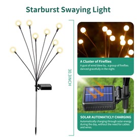 Solar Lights Outdoor Waterproof, 10 Packs 80LED, Solar Garden, Patio, Garden Decor, Patio Decor, Firefly Outdoor, Unique Gifts for Women, Gifts for Grandma