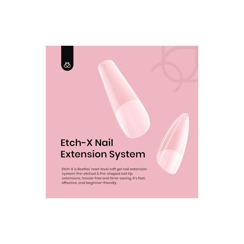 Beetles - Consejos de uñas cortas de almendra, 12 tamaños,