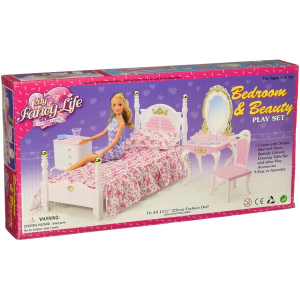 My Fancy Life Dollhouse Furniture Bed Room and Beauty Play Set