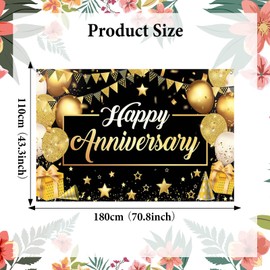 YQWIN Anniversary Backdrop Anniversary Party Decorations Happy Anniversary Backdrop Wedding Anniversary Banner Anniversary Party Banner for Wedding Anniversary Birthday Party Decorations Supplies