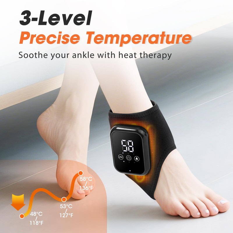Cordless Ankle Heating Pad, Ankle Massager with Heat, FSA Eligible