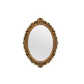 OIGUMR Oval Small Wall Mirror Mirror Vintage Hanging Mirrors for Bedroom Living-Room Dresser Decor (Gold, Frame Size：12 x 8.3 inch)