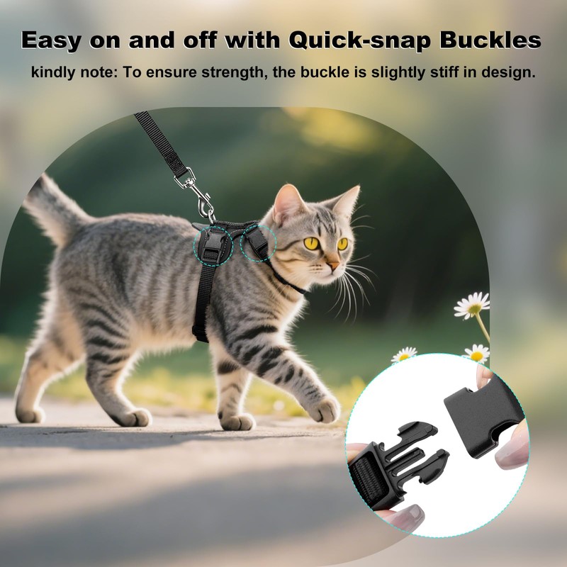 Plutus Pet Adjustable Cat Harness and Lead Set, Quick Release,