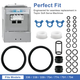 Tune Up Kit for Taylor 336, 338, 339, 754, 774, 791 and 794, Soft Serve Ice Cream Machine Parts - Includes Seal Draw Valve, Drive Shaft, Door Gasket, Bearing Front, Ice Nozzle Tips Cap & O-Ring Seals