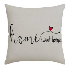 Home Sweet Home Quotes Throw Pillow Covers,18x18 Inch Farmhouse Red Heart Decorative Cushion Case for Sofa Couch Single No Insert Gray