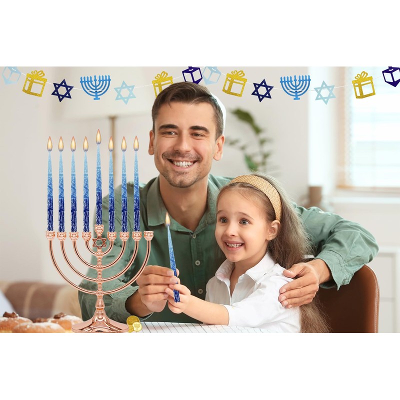 The Dreidel Company Hanukkah Candles Multi Blue Hued Frosted Deluxe