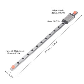 Miniature Linear Rail Guide, MGN9H 300 1R 300mm Linear Guide with Extension Slider for 3D Printer Industrial Automation Equipment