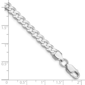 GlittersandGold Sterling Silver Rhodium-plated 5.75mm Flat Curb Chain Necklace