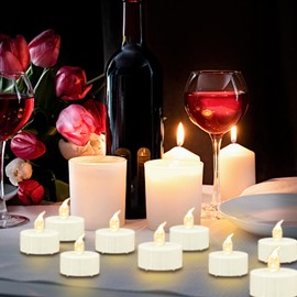 pleyidool 12 Pack Battery Tea Lights LED - Realistic and Bright Flickering Holiday Gift Operated Flameless for Seasonal & Festival Celebration Warm White Lamp Battery Powered
