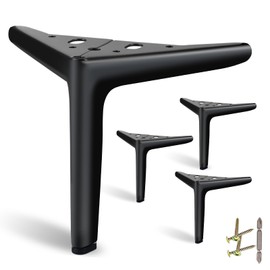 SunVFaFa 6 Inch Furniture Legs Heavy Duty, Replacement Cabinet Legs for Furniture Set of 4, Matte Black Metal Legs for Cube Storage, Modern DIY Short Dresser Feet for Couch Futon Nightstand Ottoman