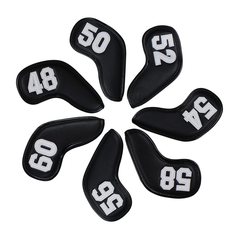 Prof 7Pcs Leather Wedge Golf Iron Head Covers Protective Club