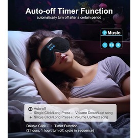 3D Bluetooth Music Eye Mask | Wireless Stereo Sleep Shade,Bluetooth 5.0 | Noise - Canceling | Light - Blocking Design,Ideal for Sleep, Travel & Meditation | Black, Ultra - Comfortable