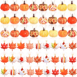 Hahafelt 51PCS Fall Thanksgiving Ornaments 3D Pumpkin Hanging Ornaments Felt Maple Leaf Fall Decoration for Home Farmhouse Harvest Autumn Tree Decoration