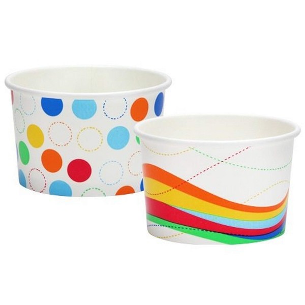 Party Ice Cream Paper Cups - 8oz | Waves and Dots | Pack of 20