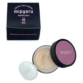 mipyoru 03 (BEIGE, Korean Loose Powder, Large Capacity 0.7 oz (20 g), Zero Powder, Feather Light, Reduces Shine and Leaves Skin Smooth, Resistant to Sweat and Sebum, Won't Stick to Mask, 0.7 oz (20 g)