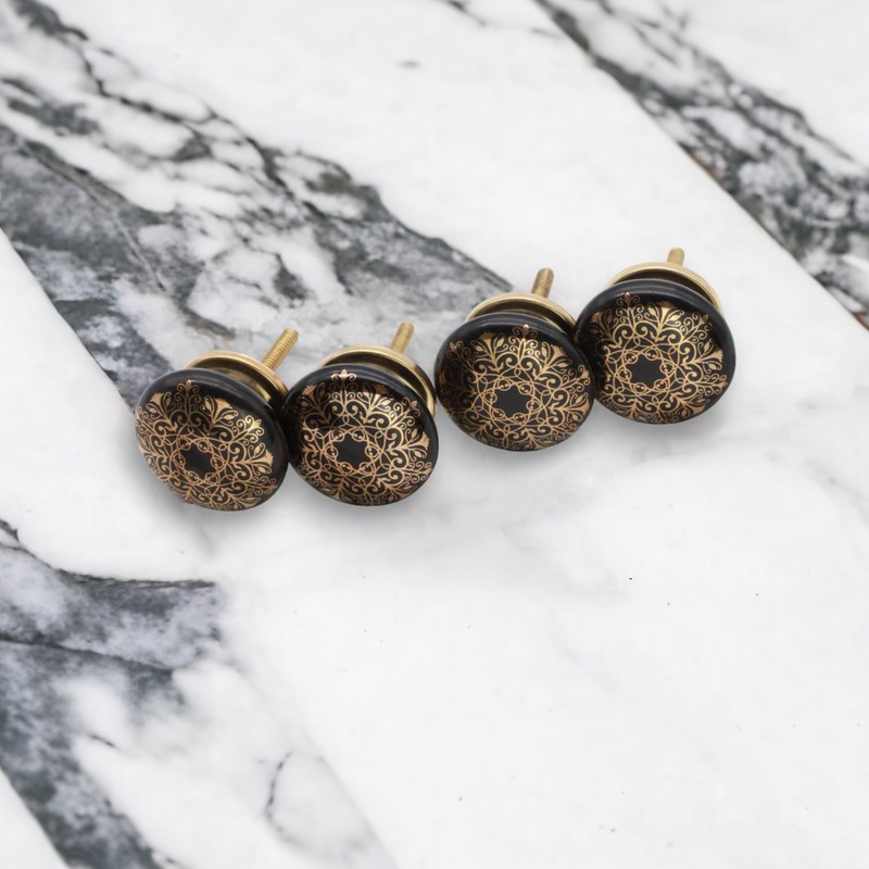 Infinity Decor Pack of 8 Emerald Black & Golden Floral