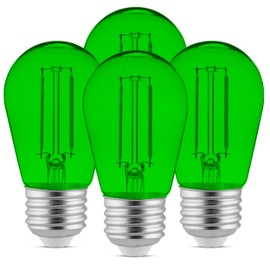 OHLECTRIC S14 Green LED Bulbs with E26 Base - 1W LED Replacement Bulb - Ideal for Festive String Lights, Christmas, Indoor& Outdoor Lighting (4-Pack)