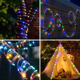 Ollivage LED Rope Lights Outdoor String Light Battery Powered with Remote Control, 8 Modes Color Changing Waterproof LED Strip Light Fairy Light 40Ft for Christmas Party Camping Decoration, 1 P