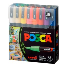 Marcadores Permanentes Posca PC-3M Punta Redonda 16 Colores