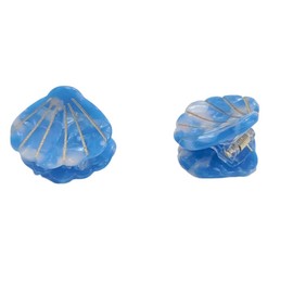 Sea Shell Mini Acrylic Resin Shell Hair Clips - 2Pcs Blue Jaw Clamps and Beach Accessories for Women and Girls
