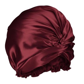 Blissy Silk Bonnet - 100% Pure Mulberry Silk - 6A Grade 22-Momme - Turban - Classic Standard Size:_Burgundy