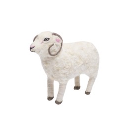DeKulture Needle Felted Ram Easter Ornament - Handmade Wool Felt, Home & Party Décor