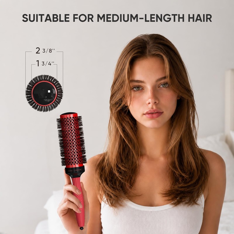 Round Brush for Blow Drying, Ceramic Coated Hair Brush with