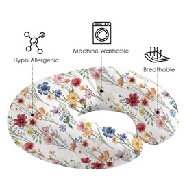 Little Grape Land Nursing Pillow Covers for Baby Girl, Soft Removable Covers Breathable for Breastfeeding Pillows, 2 Pack Nursing Pillow Cases Fit Standard Nursing Pillows, Leaves & Flower