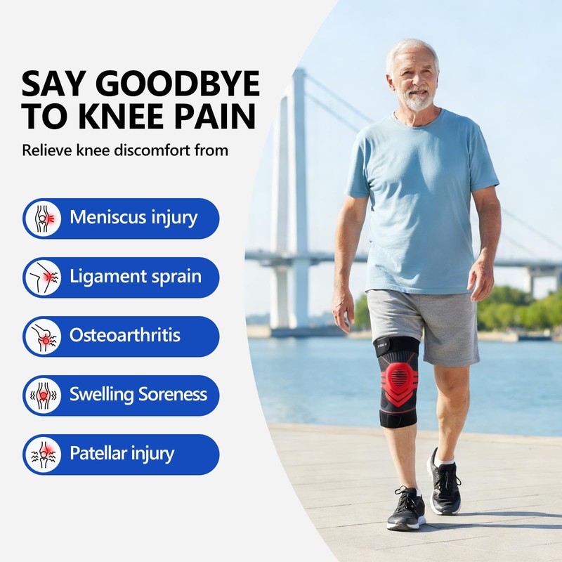 YIMED Non-Slip Knee Brace for Knee Pain Men Women, XXL,
